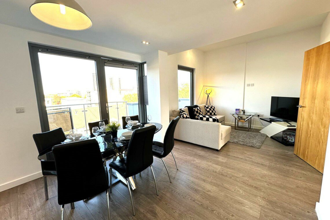 London property management: furnished living and dining room
